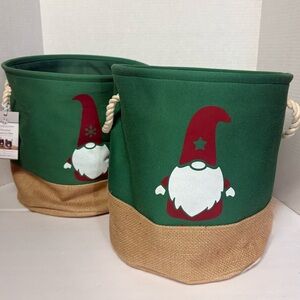 Huntington Home Holiday Canvas Gnome 2 Pack Bins